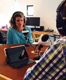 Rachel ready for the podcast